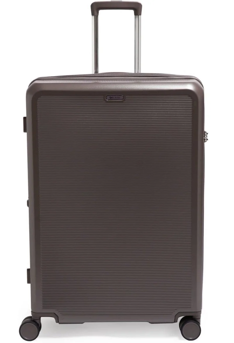 Echolac  sense 56+67+78 cm hardcase expandable 4-double wheeled 3 piece luggage trolley set - brown  | Best Price UAE